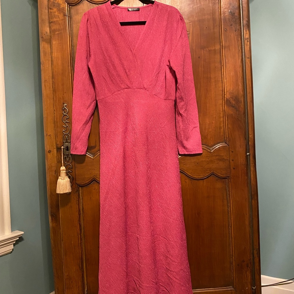 Chic Long Sleeve Pink Dress